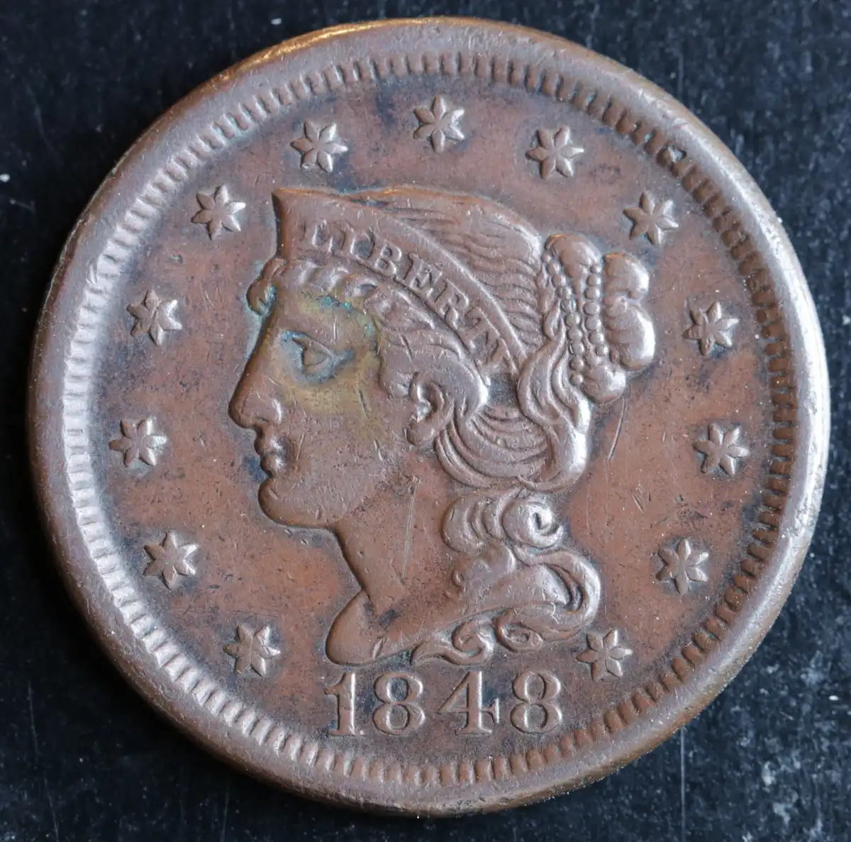 1848-Braided-Hair-Cent---Condition-And-Variety?